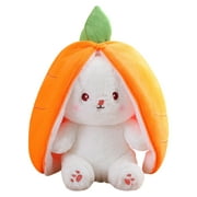 Coollooc Strawberry and Carrot Bunny Plush, Easter Reversible Bunny Stuffed Animal, Cute Reversible Carrot Strawberry Bunny Plush Doll with Zipper, Stuffed Animal Doll Easter Gift for Kids Adults