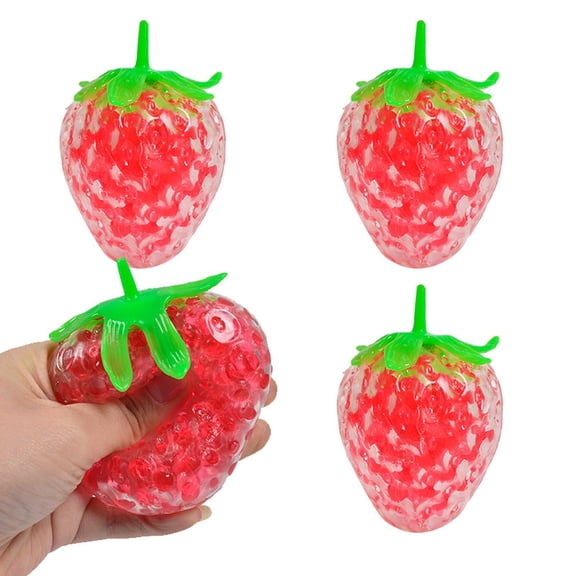Coollooc Strawberry Squeezable Toys, Sticky Fruit Fidget Sensory Toys, Stress Balls for Adults, Stress Relieving Fur Ball, Anxiety Stress Relief Party Favor Gifts for Adults(B)
