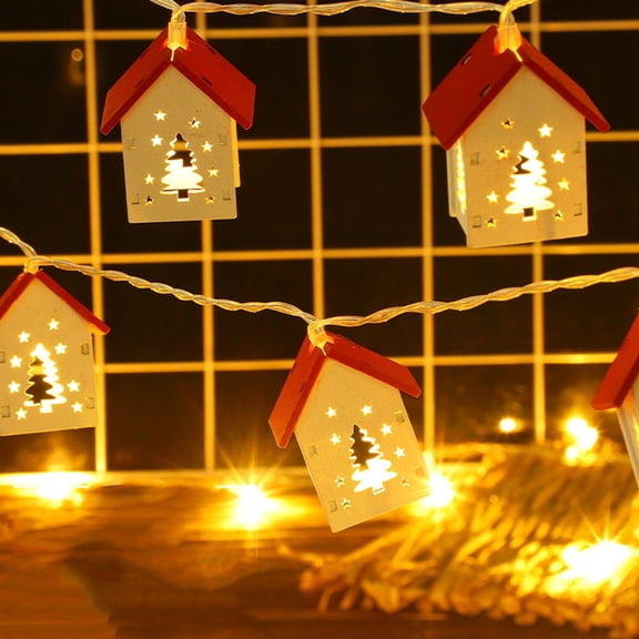 Coollooc String Christmas House String Lights Christmas Night Light Christmas Village House Lights Led Christmas Tree Christmas Ornaments Garden Decor Light Wood Christmas Lights Fairy
