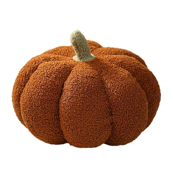 Coollooc Stuffed Pumpkin Fluffy 8 inch Halloween Pumpkins Plush Toys Soft Pumpkin Throw Pillow Gifts for Home Decoration Party Favors 7.87x4.72in(Brown)