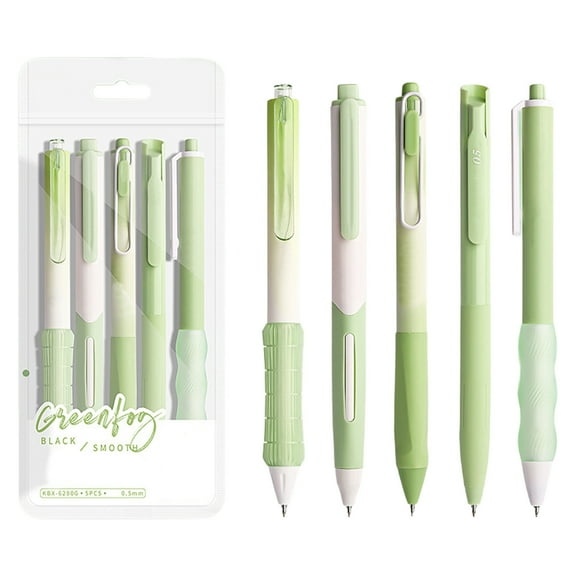 Coollooc Test Gel Pens, 5Pack 0.5mm Fast Drying Press To Tip Pens, Tip Refillable Gel Inks Pen Quick Dry Journaling Pen For Writing Noting Journaling Thin Line Gel Pen For Exams And Office(Green)