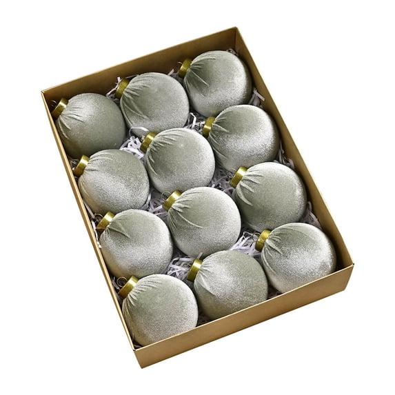 Coollooc Velvet Christmas Ornaments Balls for Tree - 12pcs Pink Christmas Ornaments Shatterproof for Xmas Decorations - Multicolor Pink & Beige 80mm 3.15inch(G)