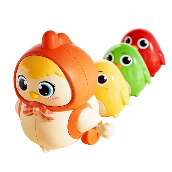 Coollooc Wind-up Walking Chicken Toy Set, Spring Powered Crawling Hen with Chick - Cute Clockwork Toy for Easter, Interactive Play, Party Favor for Adults & Teens