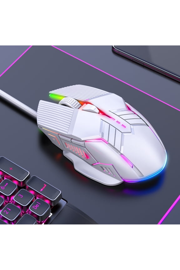 Wired Mouse, 6-Button Corded Mouse with 4 Adjustable DPI, Optical Computer Mouse with Ergonomic Design for Laptop, Chromebook, PC, Desktop, Mac, Notebook