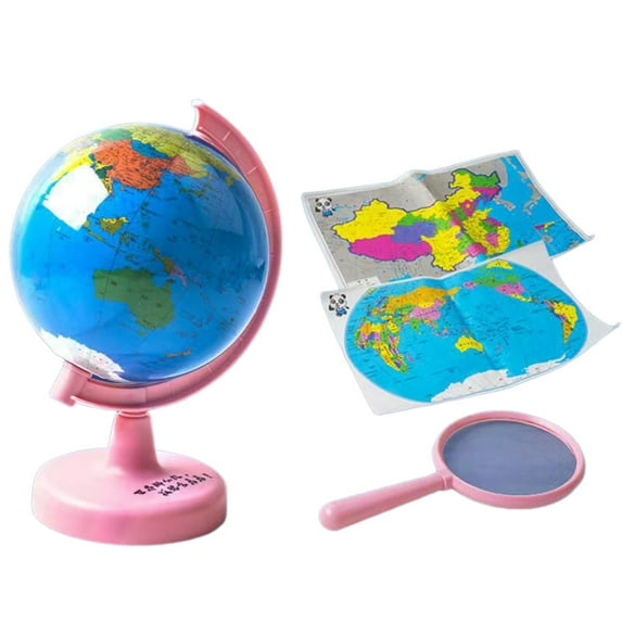 Coollooc World Globe for Kids 9''Swivel and Tilt on Stand with Plastic Base for Children Geographic Teaching Educational Light World Globe