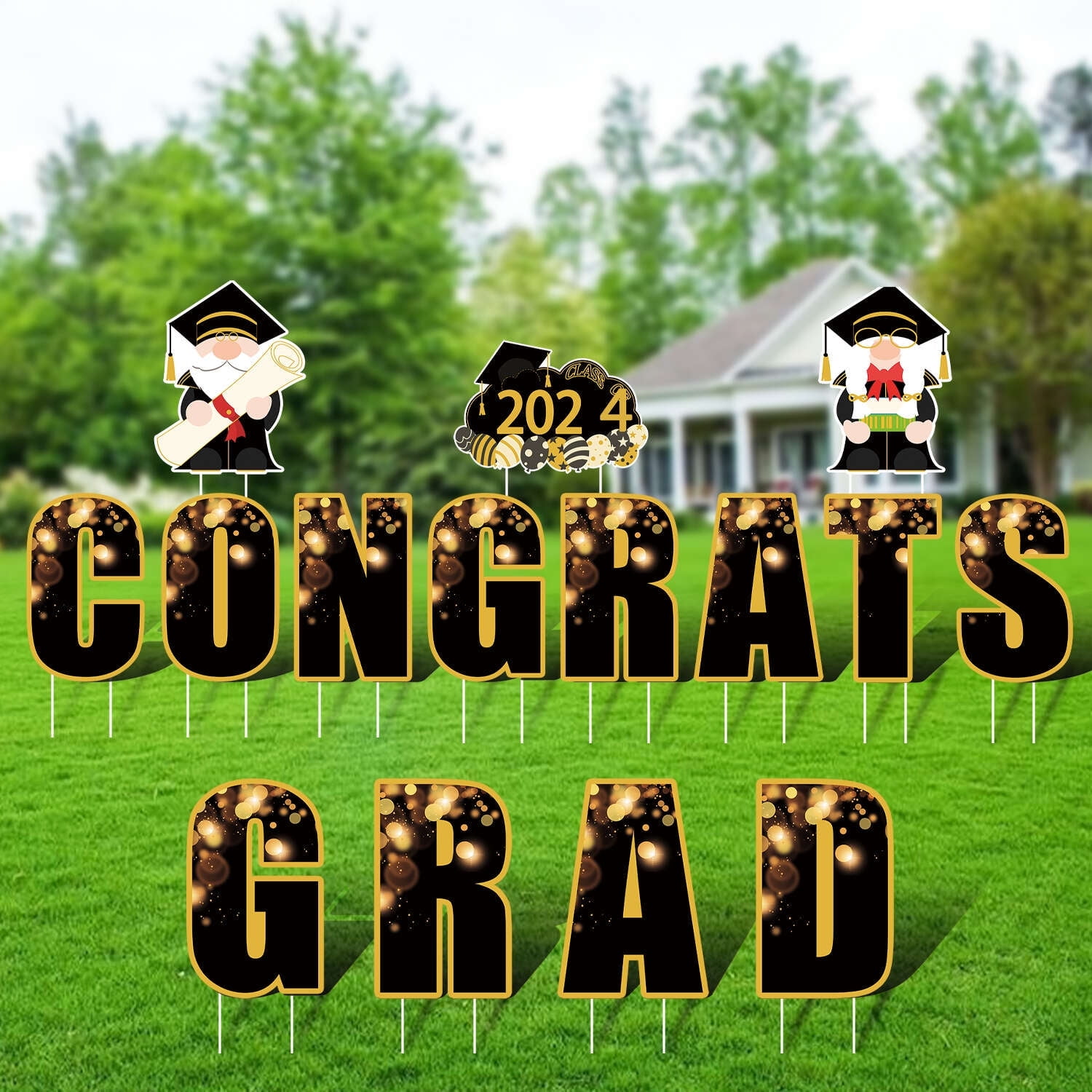 Coolmade 024 Congrats Grad Yard Signs Graduation Waterproof Decorations