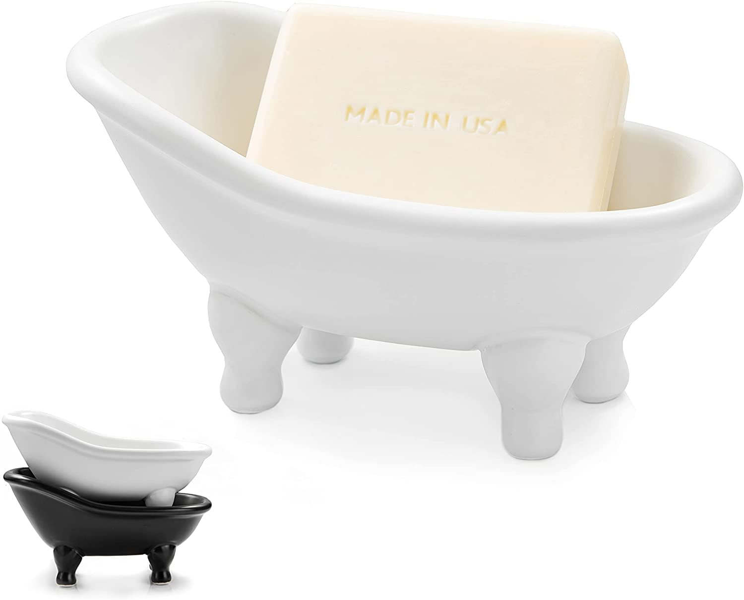 MyGift 6-Inch White Porcelain Petite French Country Style Claw Foot Bathtub Vintage Flower Pot Planter/Soap Dish