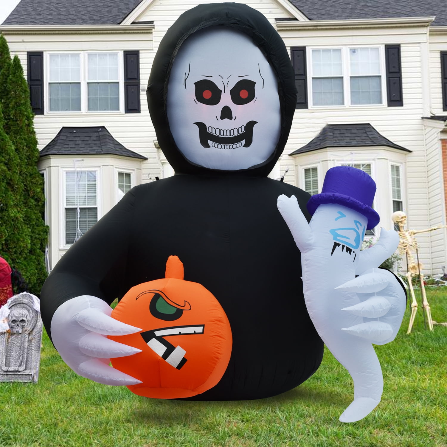 Coolmade 10ft Inflatable Halloween Decorations Outside Grim Reaper