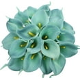 thumbnail image 1 of Coolmade 10pcs Calla Lily Bridal Wedding Bouquet Lataex Real Touch Artificial Flower Home Party Decor (Lake Blue), 1 of 9
