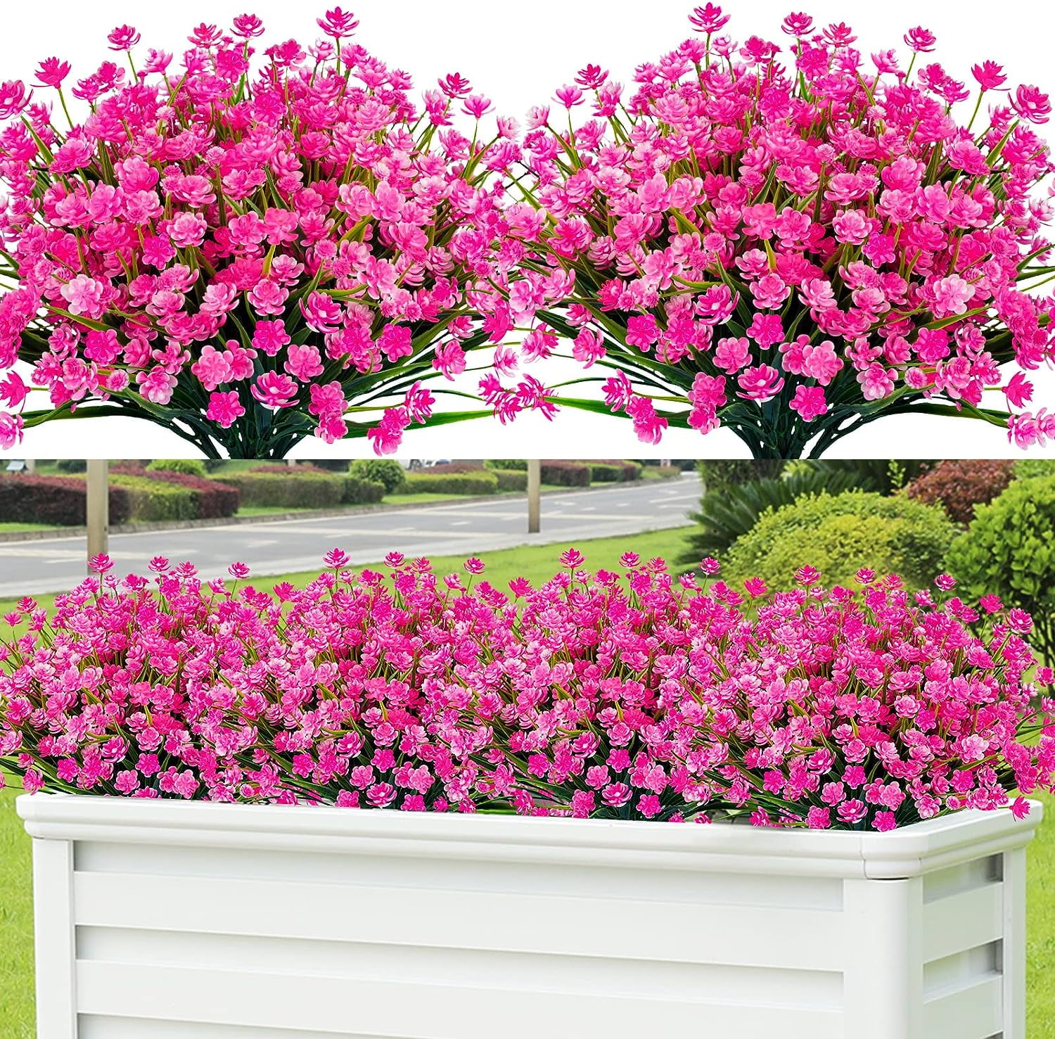 Coolmade 14" Artificial Flowers 25 Bundles Outdoor Fake Flowers for