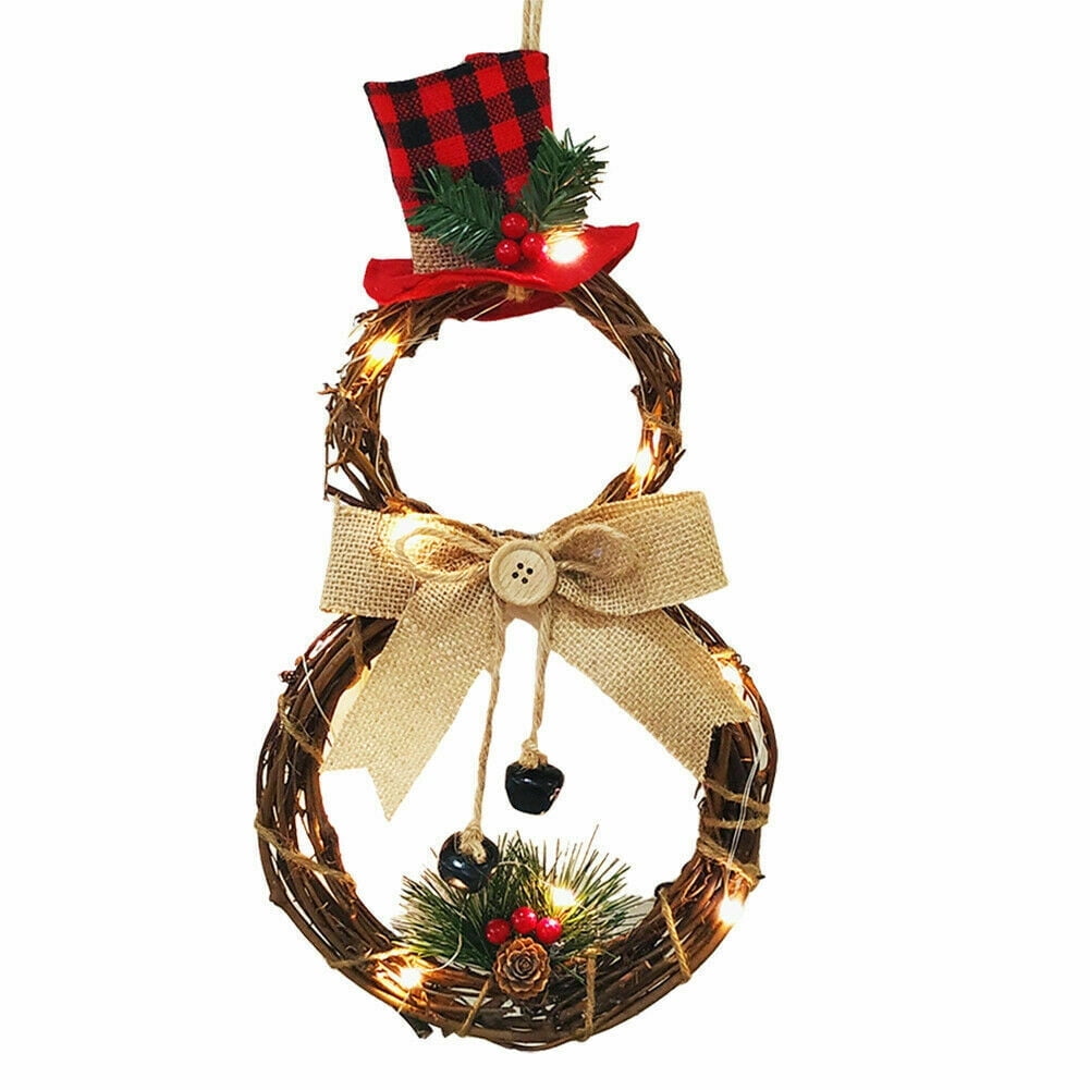 Coolmade Home Decoration Wreath Pendant LED Wreath Wall Hanging Christmas Wreath for Front Door Wall Window Party Decor Artificial Boxwood Wreath Leaf Wreath