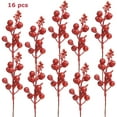 thumbnail image 1 of Coolmade 16 Pack Christmas Glitter Berries Stems, 7.8Inch Artificial Christmas Picks for Christmas Tree Ornaments, DIY Xmas Wreath, Crafts, Holiday and Home Decor, 1 of 8