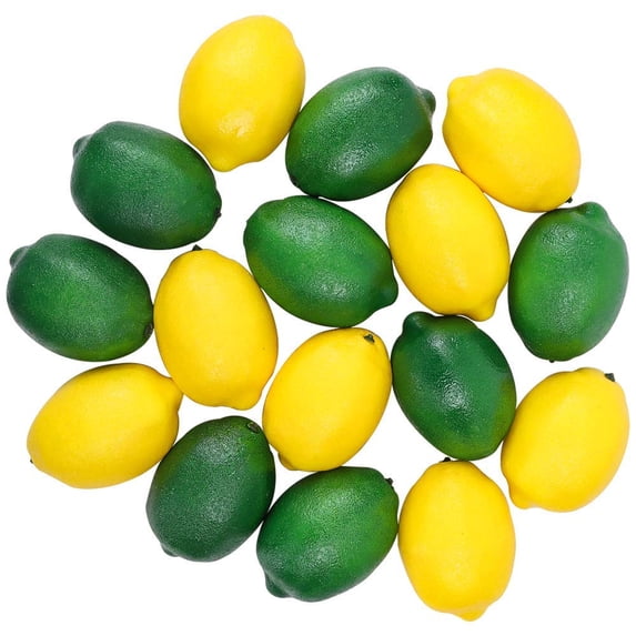 Coolmade 16pcs Fake Lemon Artificial Fruits Lifelike Lemons Simulation Lemon Green and Yellow Lemon Mixed Set for Home Fruit Shop Supermarket Desk Office Or Props