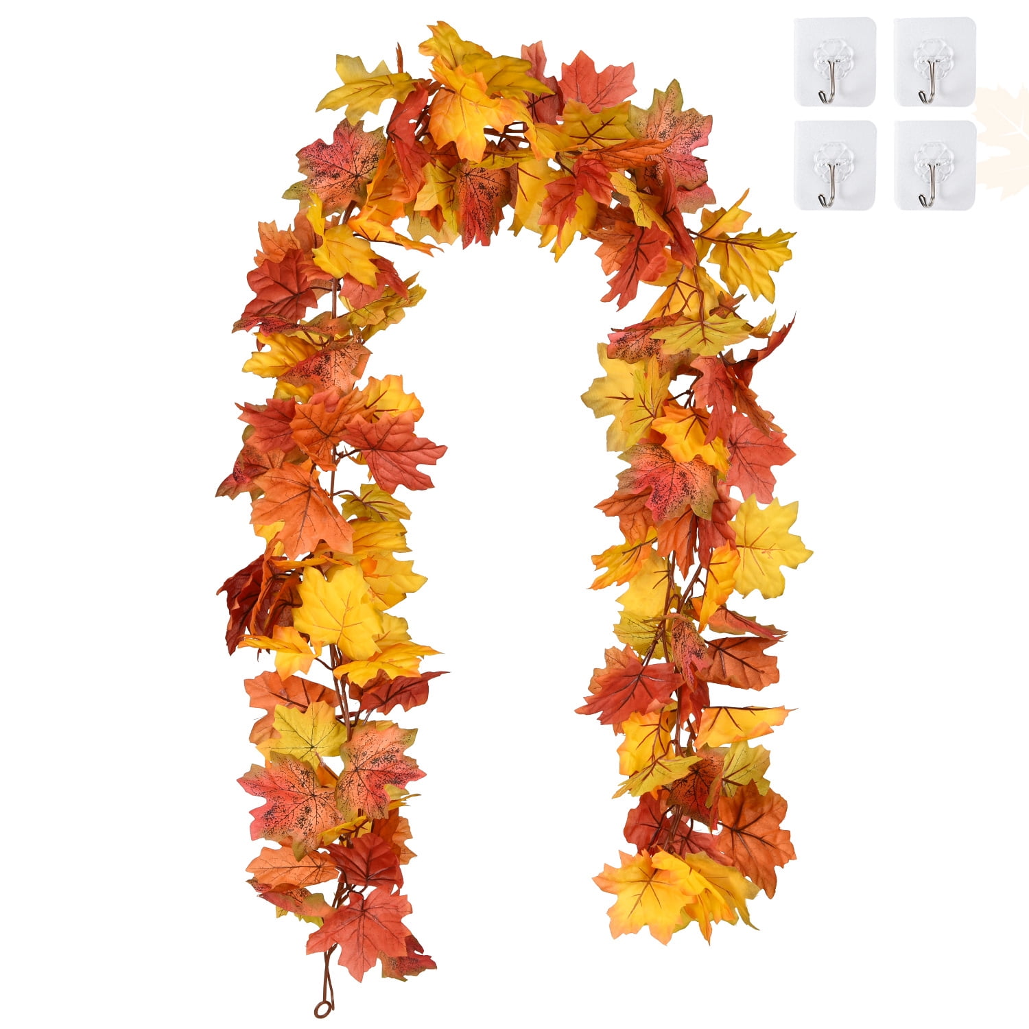 Coolmade Harvest Maple Leaf Garland, 2 Pack 5.9ft, Artificial Autumn ...