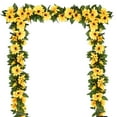 thumbnail image 1 of Coolmade 2 Pack Artificial Yellow Sunflower Garland Silk Sunflower with Green Leaves, 7.2ft, 1 of 7