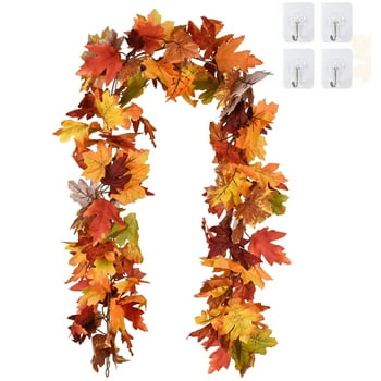 Coolmade 2 Pack Fall Garland Maple Leaf 5.9ft/Piece 7 Colors