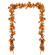 Coolmade Unlit Artificial Foliage Autumn Hanging Fall Maple Leaf Garlands, 1" (Orange) (2 Count)