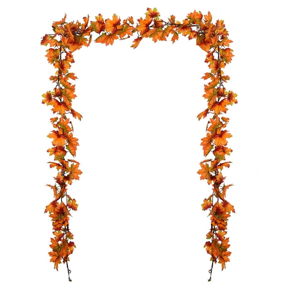 Coolmade 2 Pack Fall Maple Leaf Garland - 6.5ft/Piece Artificial Foliage Garland Autumn Hanging Fall Leave Vines for Indoor Outdoor Wedding Thanksgiving Dinner Party Decor
