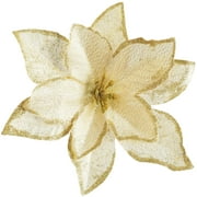 Coolmade 20 Pcs Christmas Poinsettia Flowers, Artificial Flowers Glitter Poinsettia Christmas Tree Ornaments for Christmas Decorations, Gold