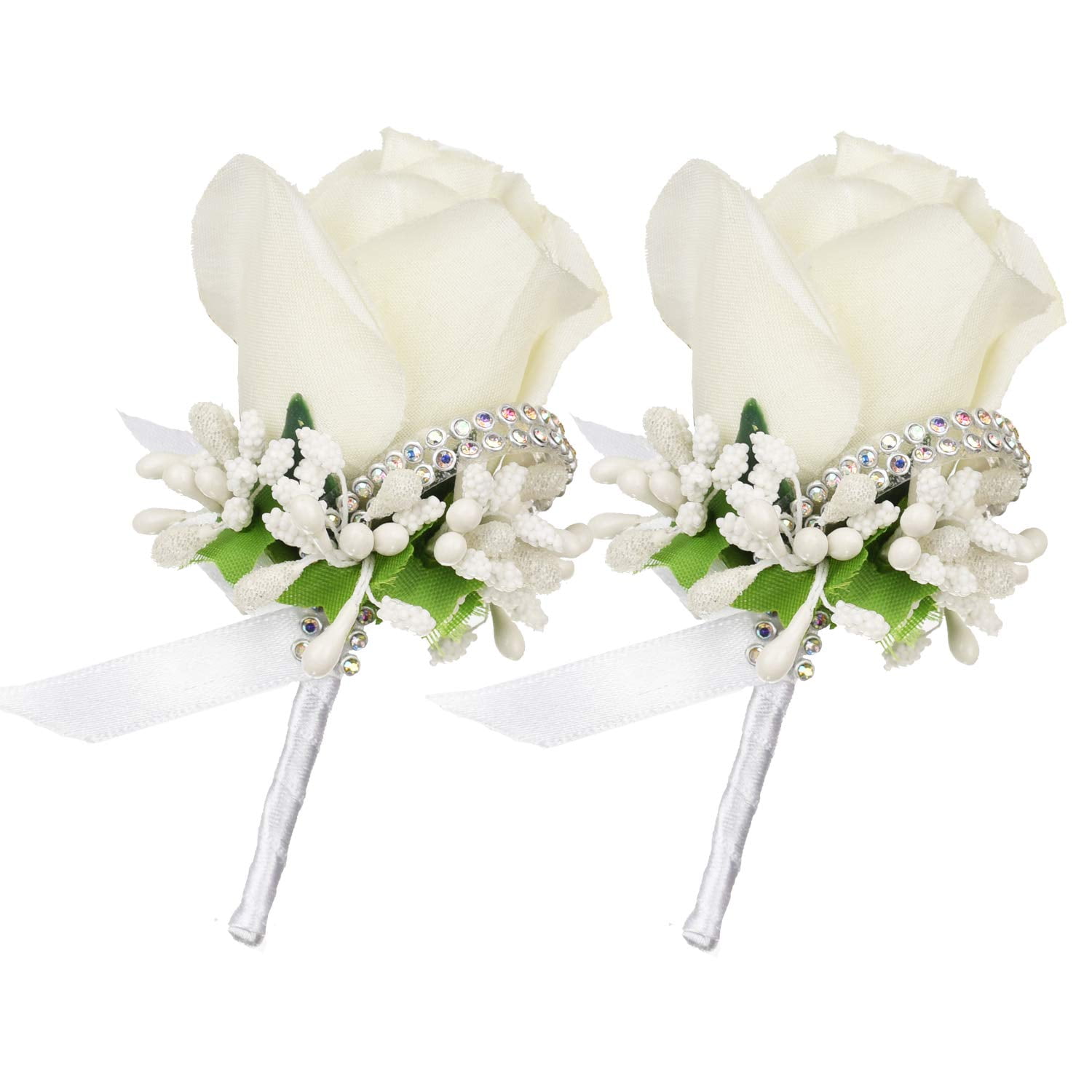 V-BICUIYUAN Corsage and Boutonniere Set-Prom Artificial Peony Rose Flower  Wrist Corsage Bracelets, Homecoming Corsage Wristlet, for Wedding Flowers