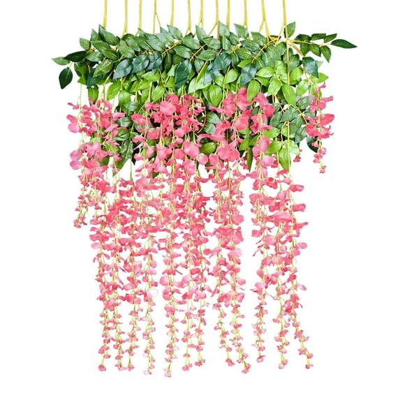 Coolmade 3.6 Feet Artificial Silk Wisteria Vine Ratta Silk Hanging Flower Wedding Decor,6 Pieces