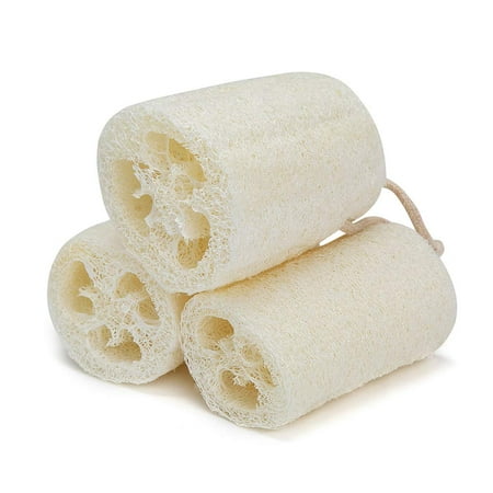 HWRETIE 3 Pack 100% Natural Organic Egyptian Loofah Sponges, Large Exfoliating Shower Loofah Body Scrubbers Buff Away Dead Skin for Smoother, More Radiant Appearance