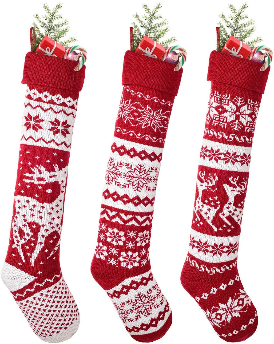 Coolmade 3 Pack Knit Christmas Stockings, 26 Inch Extra Long Hand