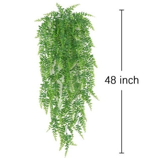 4pcs Artificial Fake Boston Fern Plastic Plants Bushes Artificial Ferns Plant for Outdoor UV Resistant (Green)