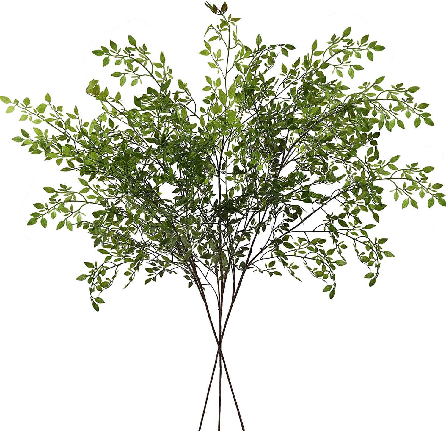 Coolmade 4Pack Artificial Plant Leaves Branches 43" Faux Leaf Spray Green Eucalytus Branches Artificial Greenery Stems Fake Ficus Twig Plants for Home Office Wedding Vase Decoration,Green