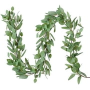 Coolmade 5.5ft Seeded Eucalyptus Garland, Artificial Vines Faux Eucalyptus Leaves Table Garland Artificial Eucalyptus Garland Greenery Wedding Backdrop Arch Wall Decor