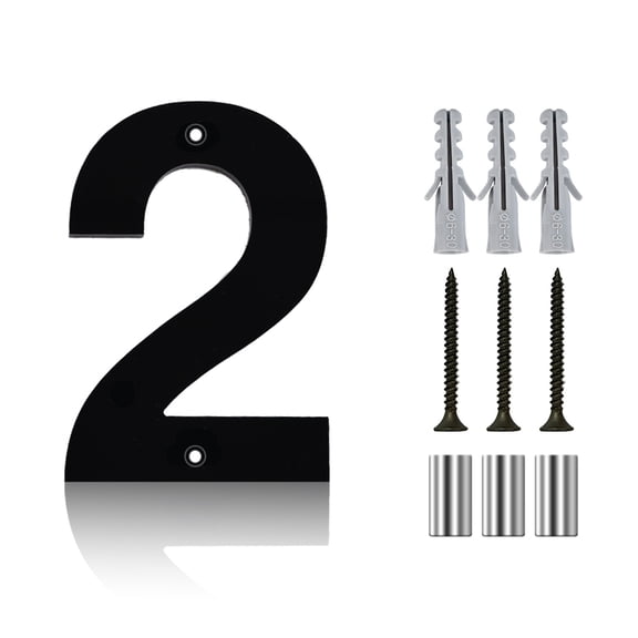 Coolmade 5" Acrylic Floating House Number, Metal Modern House Numbers, Garden Door Mailbox Decor Number with Nail Kit, Coated Black, 911 Visibility Signage (2)