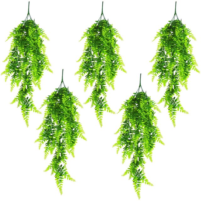 Coolmade 5 Pack Artificial Hanging Plants 35" Fake Hanging Ferns Boston