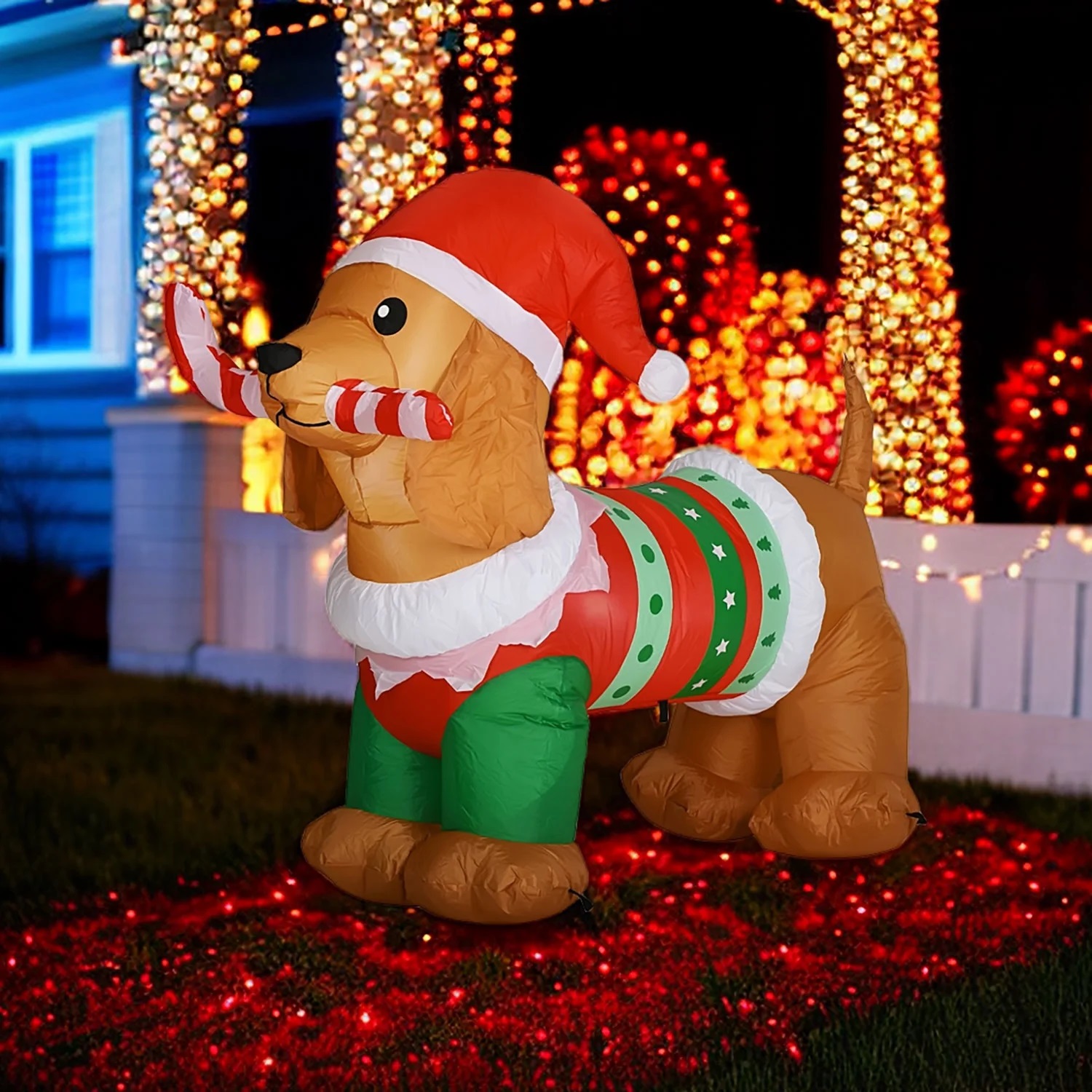 4.5 ft. L Christmas Yard Inflatables Peanuts Snoopy In Airplane Scene