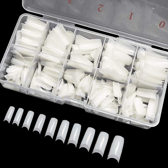 Coolmade 500pcs Artificial Acrylic Nail Tip Natural Color Full Cover False Nail Tips