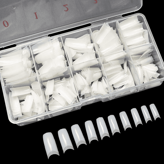 Coolmade 500pcs Artificial Acrylic Nail Tip Natural Color Full Cover False Nail Tips