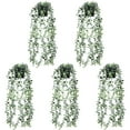 Coolmade 5pcs Hanging Fake Plants 24" Artificial Hanging Plants Fake Potted Eucalyptus for Wall