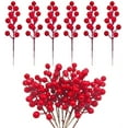thumbnail image 1 of Coolmade 6 Pack Artificial Red Berry Stems - 14 Inch Christmas Holly Berry Branches for Holiday Home Decor and Crafts, 1 of 1