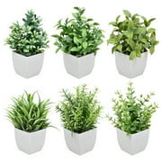 Coolmade 6 Packs Fake Plants Mini Artificial Greenery Potted Plants for Home Office Table Room Farmhouse Decor Indoor