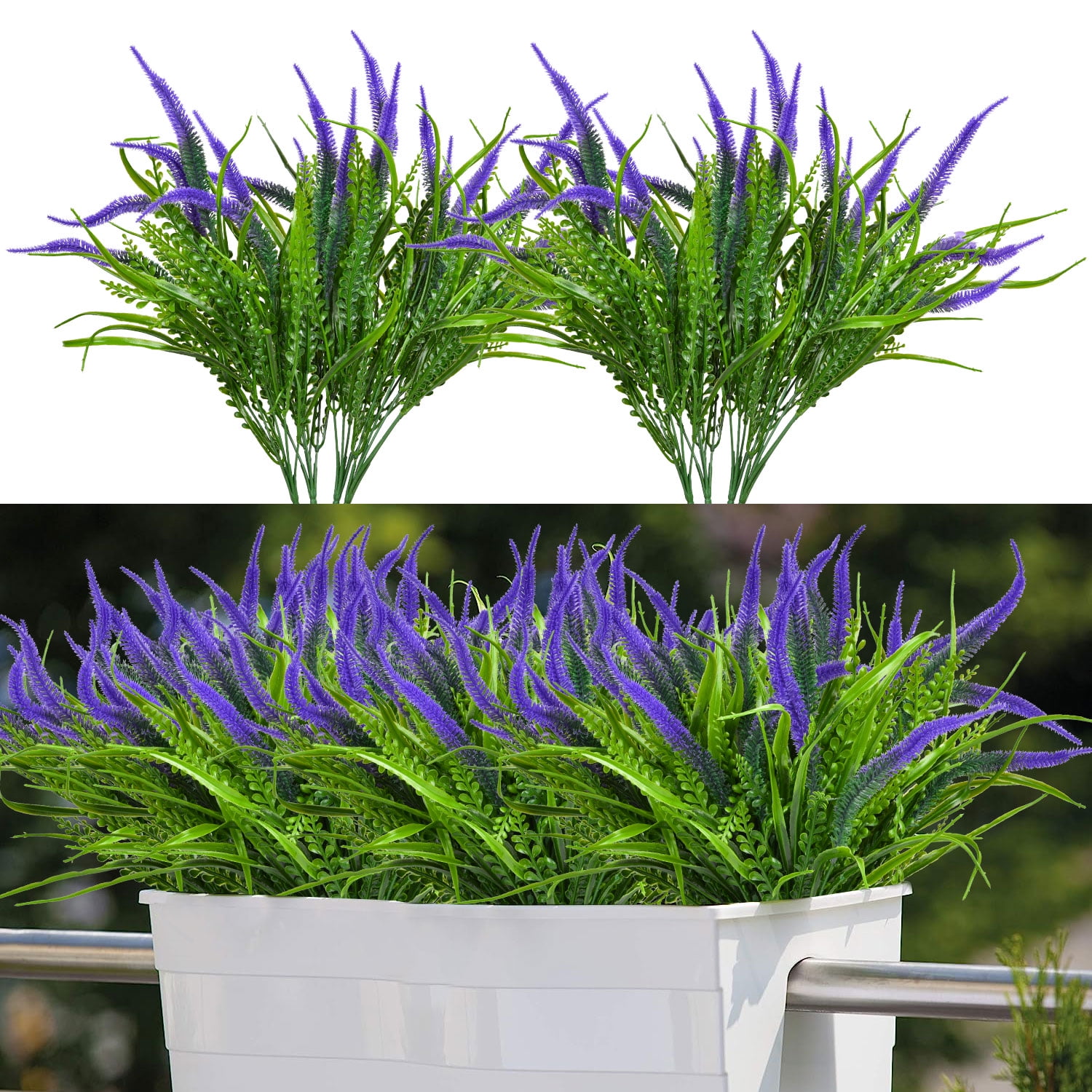 Coolmade 8 Bundles 18" Artificial Flowers Fake Outdoor Plants Faux UV ...