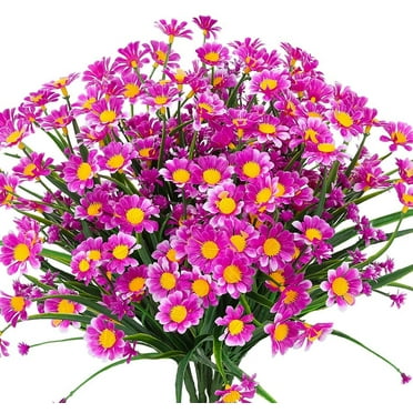 Coolmade 8 Bundles Artificial Daisy Flowers 14" Outdoor Spring Summer Decoration UV Resistant Fake Flowers (Fushia)