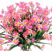 Coolmade 8 Bundles Artificial Daisy Flowers 14" Outdoor Spring Summer Decoration UV Resistant Fake Flowers (Pink)