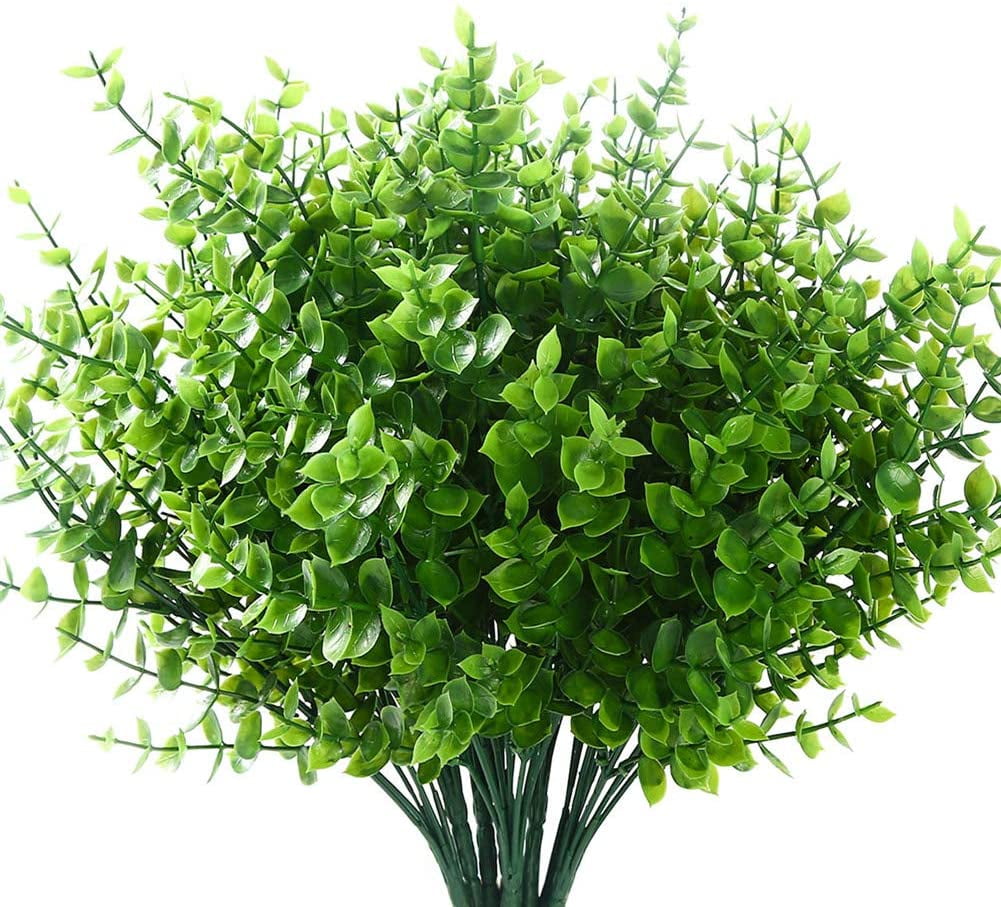 Coolmade 8 Bundles Artificial Grasses Outdoor Fake Grasses for Decoration UV Resistant No Fade Faux Plastic Plants Garden Porch Window Box Dcor