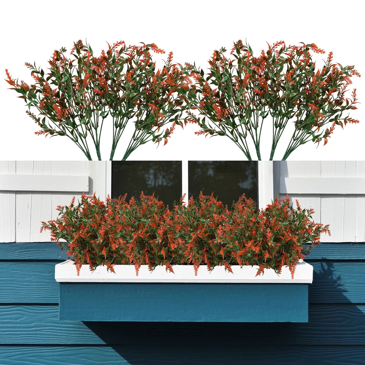 Coolmade Artificial Lavender Flowers Plants 8 Bundles UV Resistant Faux ...
