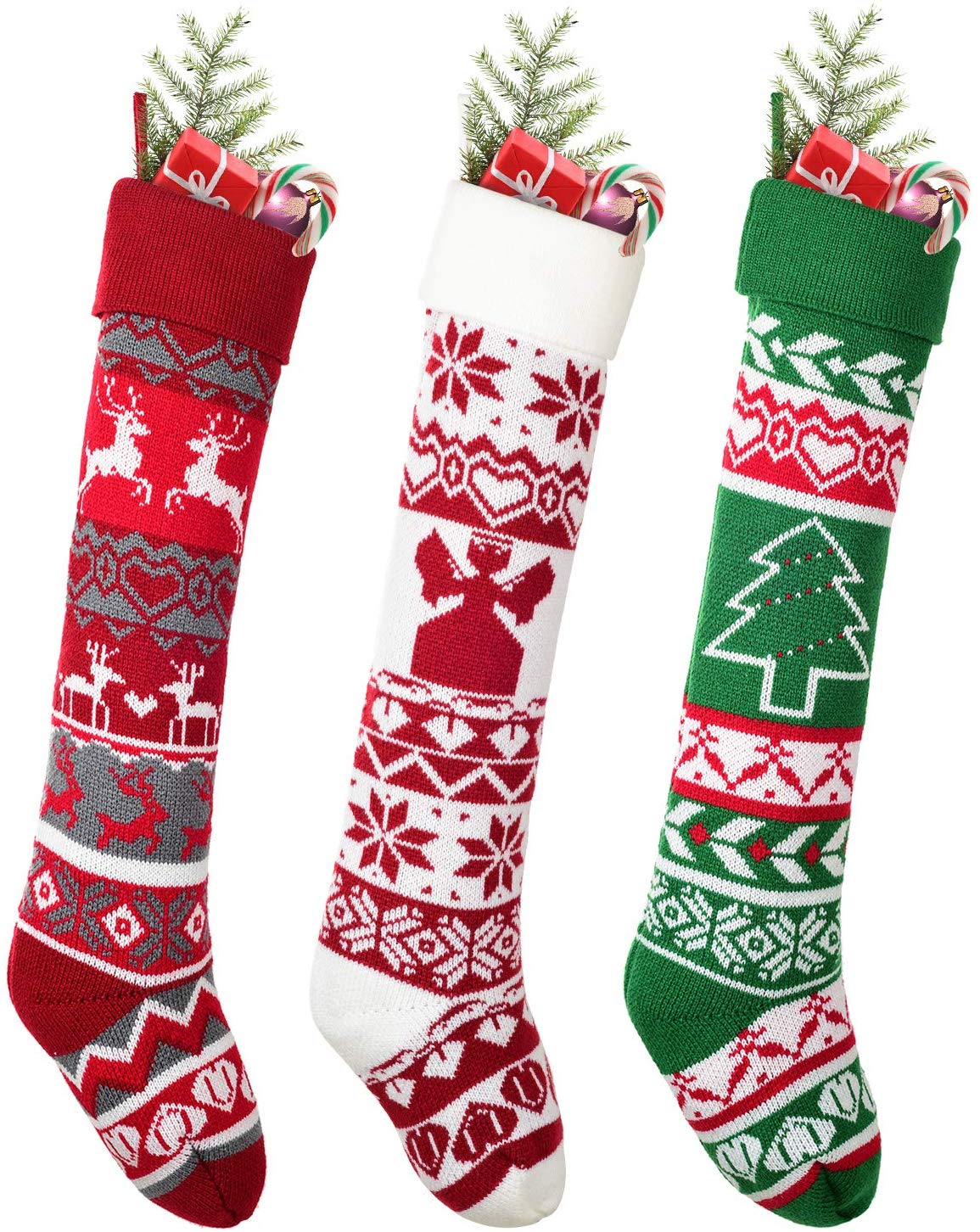 Personalized Striped Knit Christmas Stocking Available In Multiple