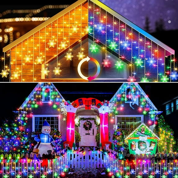 Coolmade Christmas String Lights 16 Snowflake 96 LED 11.5ft Plug in String Lights,Multicolor
