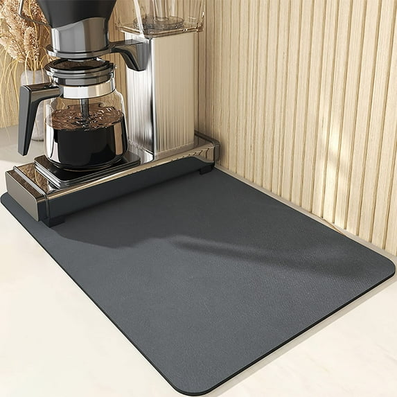 Coolmade Coffee Mat Hide Stain Rubber Backed Absorbent Dish Drying Mat, 12” x 16”