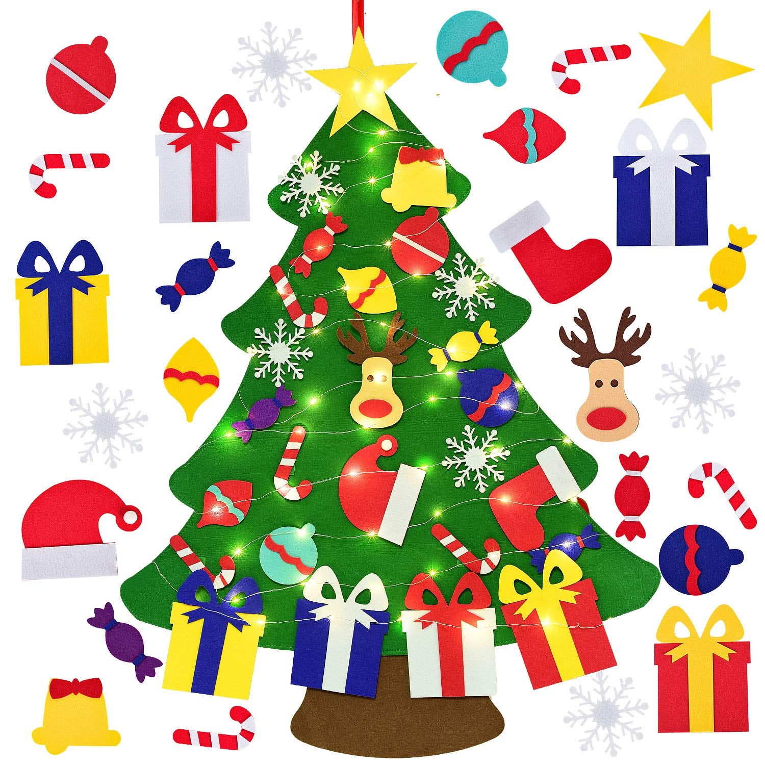 Premium Vector  Christmas tree decorations. decorative toys suspended on  laces. traditional christmas accessories.