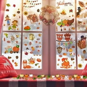 Coolmade Fall Thanksgiving Window Clings Fall Window Clings for Glass 9 Sheets Autumn Window Clings Gnome Autumn Tomte Window Decals for Thanksgiving Fall Home Party Decorations 11.7"