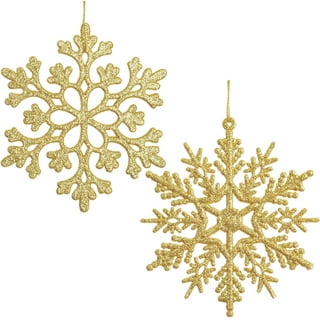 SpencerToys Blue Glitter Snowflake Plastic Christmas Decorative Accent  Ornaments, 24 Count (4) 