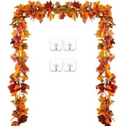 Coolmade 2 Pack Fall Garland Maple Leaf, 5.9Ft/Piece 7 Colors Hanging Vine Garland Artificial Autumn Foliage Garland Thanksgiving Decor for Home Wedding Fireplace Party Christmas